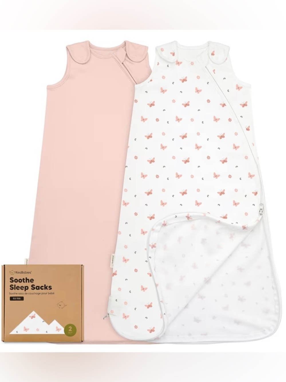 2-Pack Baby Sleep Sacks - Pink & Butterfly Print 6-18 Months